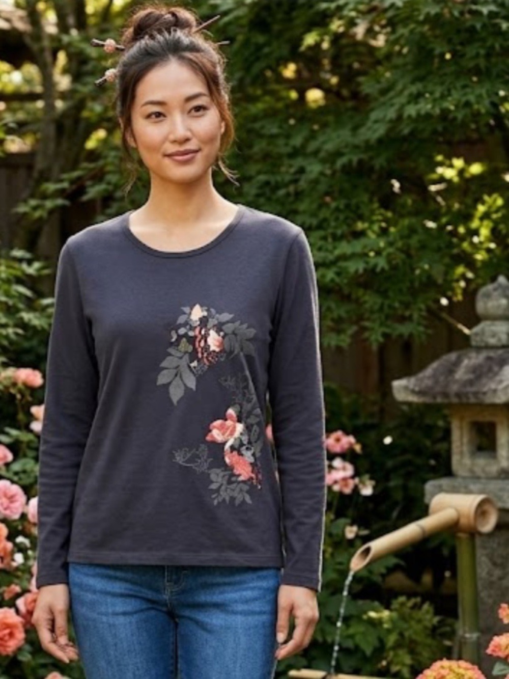 Takeo Kikuchi Japanese Streetwear Flowering Garden Sweatshirt- Size 2 (US Med)
